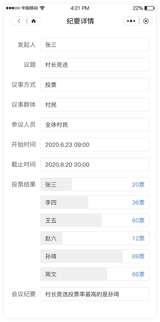 乡村议事纪要详情